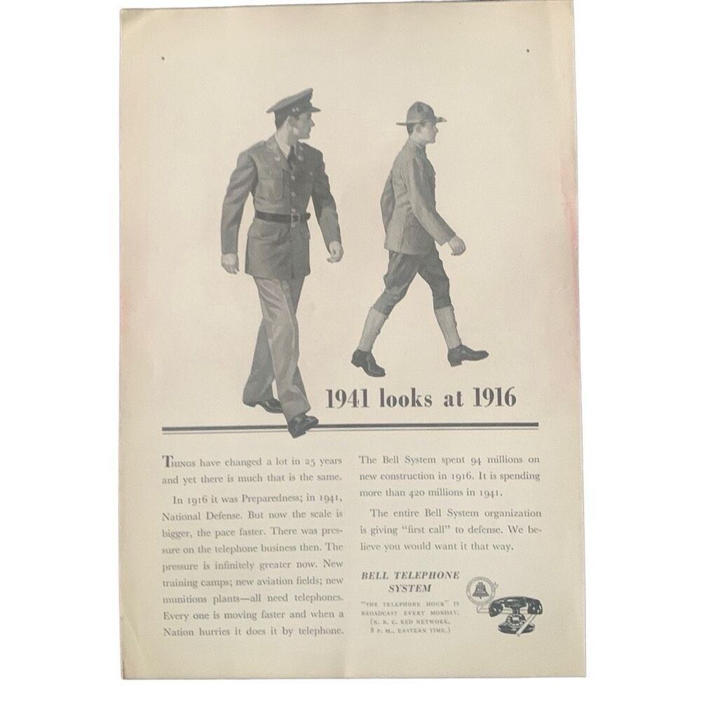 Vintage 1941 Bell Telephone 1941 Looks at 1916 Ad Advertisment